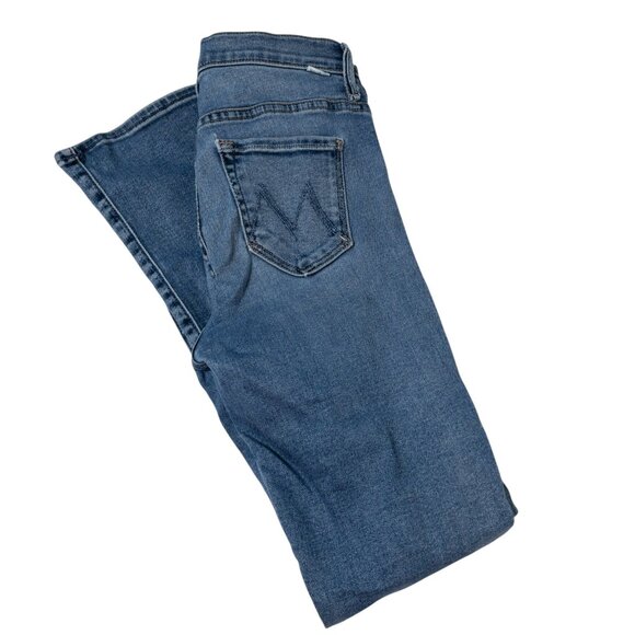 Mother The Insider Flood Jeans Size 25 Playing Rough Wash Blue Denim Made In USA - Picture 9 of 12